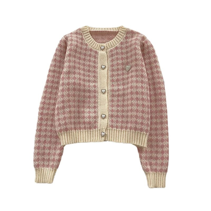 Sieviešu krāsains džemperis ar O kakla izgriezumu Mīlestība ar vienrindu ar garām piedurknēm rudens ziema 2022 Korejas modes jaka tops