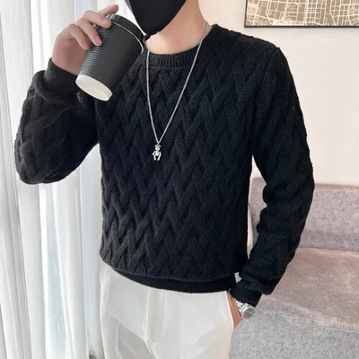 Vyriški balti megztiniai su apykakle Drabužiai Žieminiai megztiniai Vyriški paltai Tvirtai dryžuotas megztinis Vyriškas vėžlys Rudens naujas S-3XL