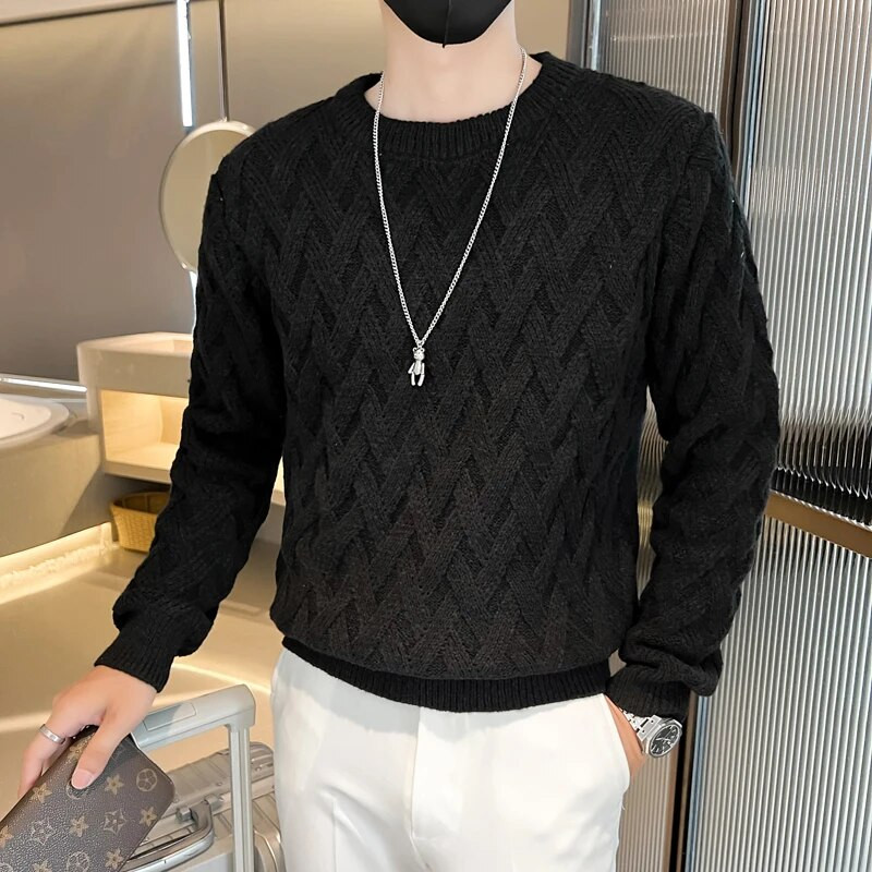 Vyriški balti megztiniai su apykakle Drabužiai Žieminiai megztiniai Vyriški paltai Tvirtai dryžuotas megztinis Vyriškas vėžlys Rudens naujas S-3XL
