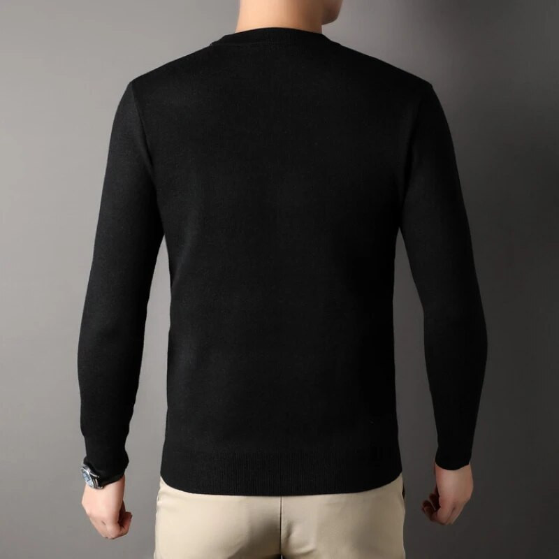 Φθινοπωρινό Χειμερινό Ανδρικό Μακρυμάνικο Πουλόβερ Νεανικής Μόδας Πλεκτά που ταιριάζουν στο Top Γκρι μαύρο πουλόβερ -Μεγέθη S-4XL