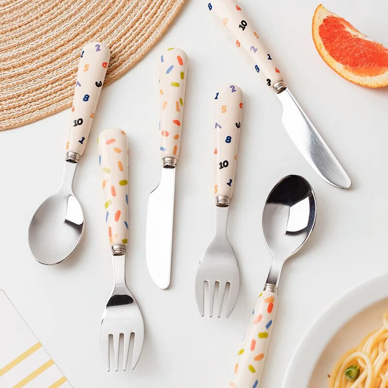 Lauva karikatūra nazis dakša karote galda piederumi bērniem galda piederumu komplekts jauks ziloņu keramikas nerūsējošā tērauda deserta karote augļu dakša