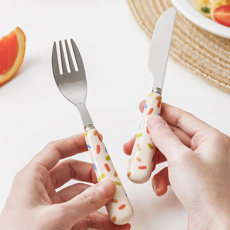 Lauva karikatūra nazis dakša karote galda piederumi bērniem galda piederumu komplekts jauks ziloņu keramikas nerūsējošā tērauda deserta karote augļu dakša