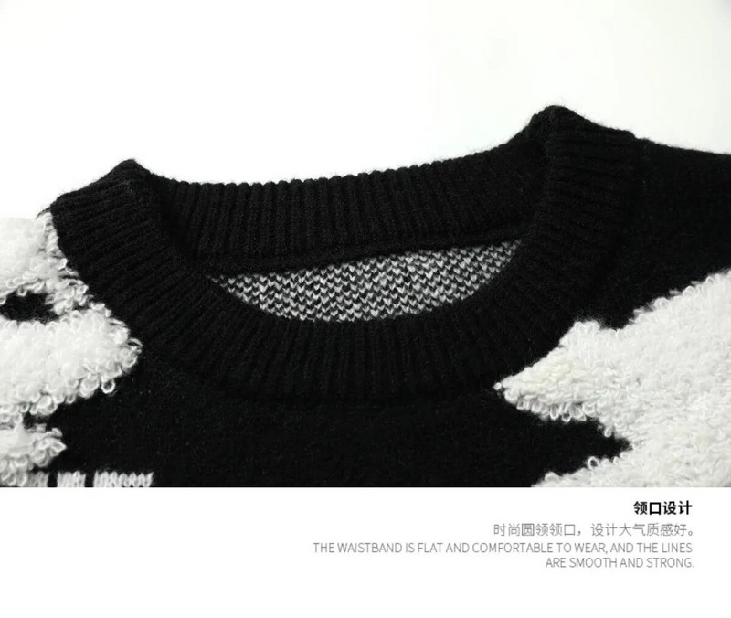 Harajuku Ζευγάρι Κουνέλι πουλόβερ Y2K Μπουφάν Κόκκινο Χαλαρό Πλεκτό Πλεκτό Μπουφάν Μόδα Ριγέ Πουλόβερ Υπερμεγέθη Ανδρικά Ρούχα Πουλόβερ