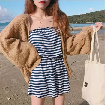 Ζακέτα για γυναίκες Summer Crop Knit Ζακέτα Y2k Γυναικείο Φαρδύ παλτό Kardigan Sweter Cardigans Κορεάτικη Cropped Cardigan