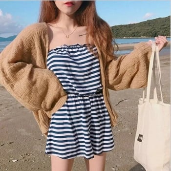 Жилетка за жени Summer Crop Knit Cardigan Y2k Sweater Дамско свободно палто Кардиган Sweter Cardigans Корейска съкратена жилетка