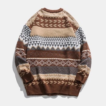 Плетен раиран ретро пуловер Мъжки дрехи Пуловер Мъжки пуловер Ежедневен мъжки пуловер Плетива M-2XL 2023 Нови постъпления