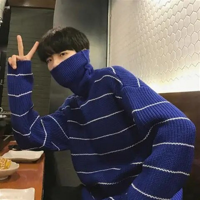 2021 strīpains vīriešu džemperis 2020 jauns brīvs slinks stila studentu 100 piedurkņu atloks trikotāžas jakas tops