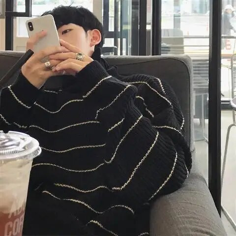 2021 strīpains vīriešu džemperis 2020 jauns brīvs slinks stila studentu 100 piedurkņu atloks trikotāžas jakas tops