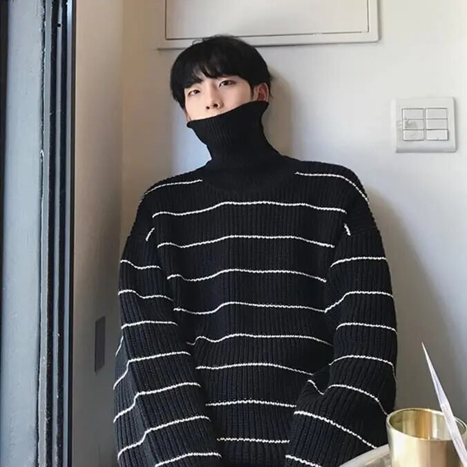 2021 strīpains vīriešu džemperis 2020 jauns brīvs slinks stila studentu 100 piedurkņu atloks trikotāžas jakas tops