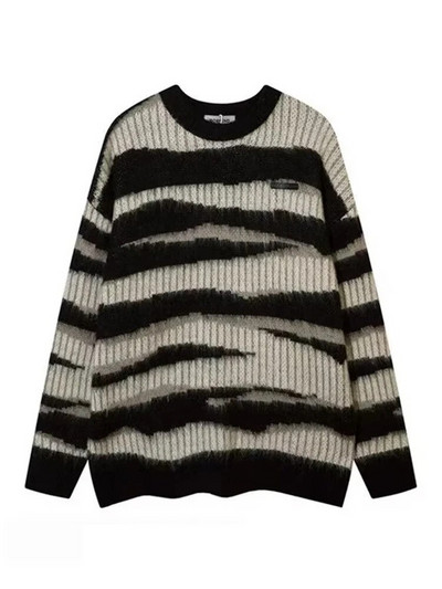 High Street Vintage vīriešu trikotāžas džemperis rudens svītrains džemperi džemperi Y2K hip hop korejiešu trikotāžas trikotāžas džemperis