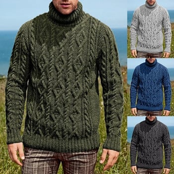 Μοντέρνο φθινοπωρινό χειμερινό πουλόβερ καθαρού χρώματος 2023 Πλεκτό πουλόβερ ανδρικό ζιβάγκο Ανδρικό πουλόβερ νέου στυλ
