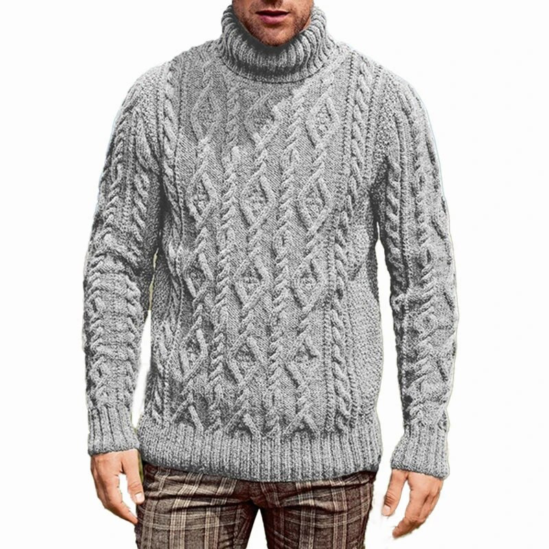 2023. gada moderns tīras krāsas rudens ziemas džemperis vīriešiem ar apkakli, trikotāžas džemperis Vīriešu jauna stila džemperis