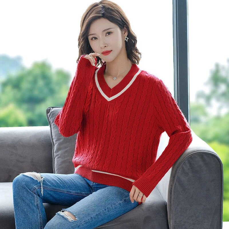 Didžiosios Britanijos mokyklinė uniforma JK megztinis V formos kaklo megztinis megztinis megztinis medvilninis mokyklinis mergaičių uniformos viršūnės ilgomis rankovėmis 3 spalvų megztinis