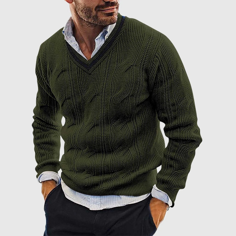 Megztiniai Vyriški rudeniniai vienspalviai vilnoniai megztiniai Ploni ilgomis rankovėmis V kaklu Pusiau vilnoniai Oversize megzti megztiniai megztiniai Pull Homme