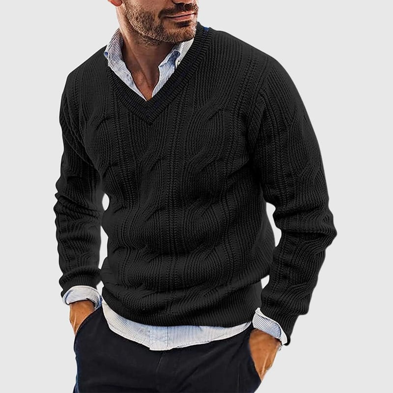 Megztiniai Vyriški rudeniniai vienspalviai vilnoniai megztiniai Ploni ilgomis rankovėmis V kaklu Pusiau vilnoniai Oversize megzti megztiniai megztiniai Pull Homme