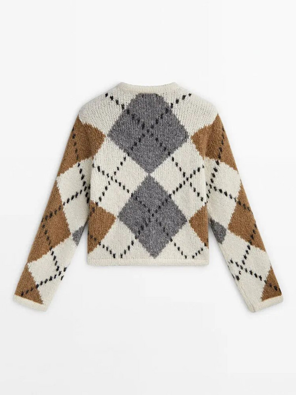 Sieviešu džemperi ar briljanta adītu jaciņu ar paneļiem ar O veida kakla izgriezumu garām piedurknēm ar vienrindu sieviešu džemperi 2023. gada ziemas mīksts sieviešu virsdrēbes