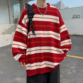 Zongke Dryžuoti megztiniai vyrams Drabužiai Vyriškas megztinis Vintažinis megztinis Vyriškas rudens trikotažas Geriausiai parduodamas produktas 2023 m. apvali apykakle