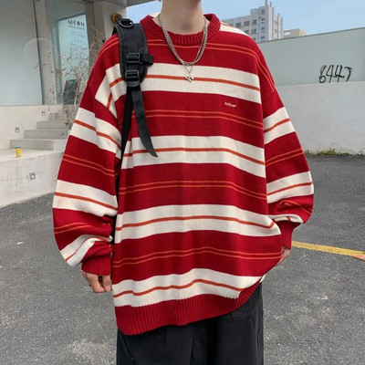 Zongke Dryžuoti megztiniai vyrams Drabužiai Vyriškas megztinis Vintažinis megztinis Vyriškas rudens trikotažas Geriausiai parduodamas produktas 2023 m. apvali apykakle