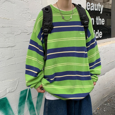 Zongke Dryžuoti megztiniai vyrams Drabužiai Vyriškas megztinis Vintažinis megztinis Vyriškas rudens trikotažas Geriausiai parduodamas produktas 2023 m. apvali apykakle