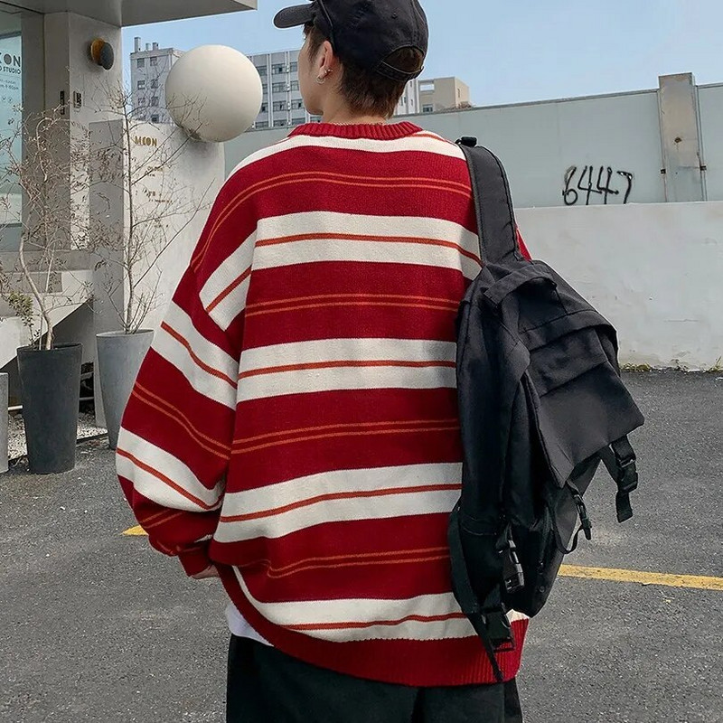 Zongke Dryžuoti megztiniai vyrams Drabužiai Vyriškas megztinis Vintažinis megztinis Vyriškas rudens trikotažas Geriausiai parduodamas produktas 2023 m. apvali apykakle