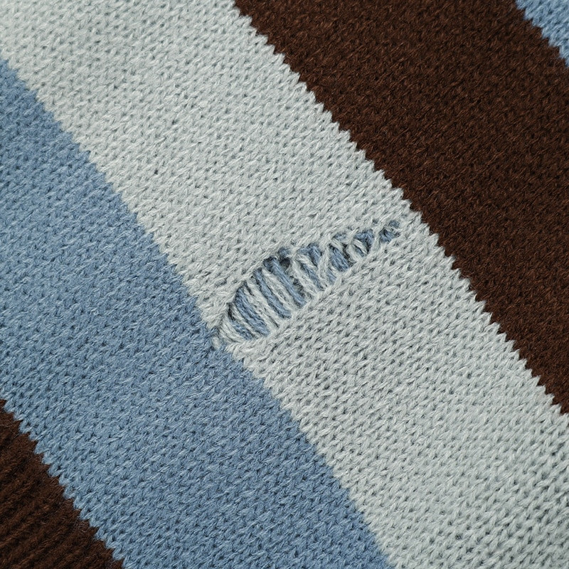 Harajuku svītrains džemperis vīriešiem ziemas džemperis trikotāžas džemperis Vintage gotikas korejiešu ikdienas džemperis caurums Neglīts džemperis sieviešu Y2K