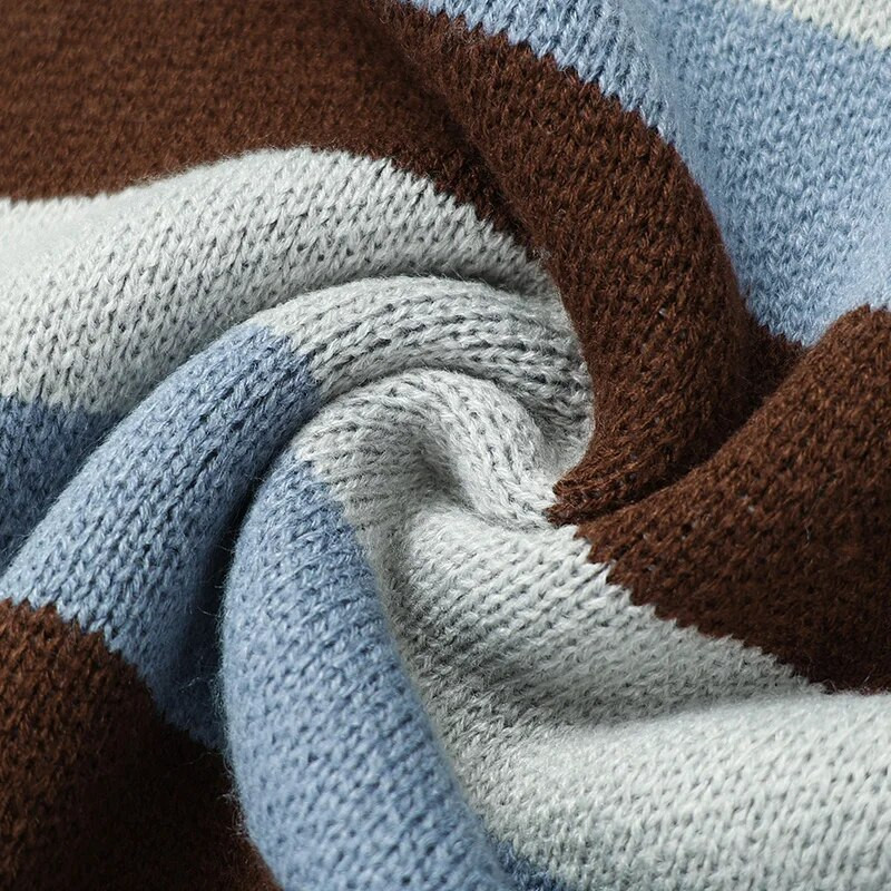 Harajuku svītrains džemperis vīriešiem ziemas džemperis trikotāžas džemperis Vintage gotikas korejiešu ikdienas džemperis caurums Neglīts džemperis sieviešu Y2K