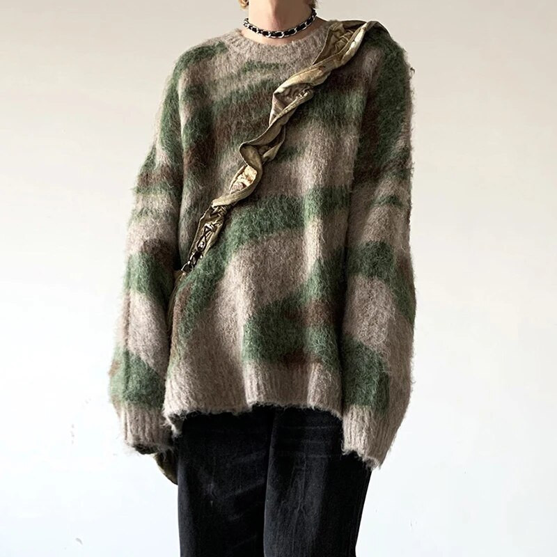 IEFB prugasti muški zimski pulover od moher šarenog nepravilnog gradijenta, ležerni puloveri, modna ležerna pletenina u korejskom stilu 9C3053