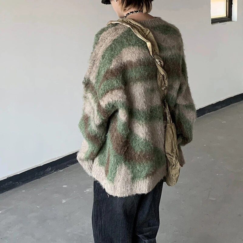 IEFB prugasti muški zimski pulover od moher šarenog nepravilnog gradijenta, ležerni puloveri, modna ležerna pletenina u korejskom stilu 9C3053