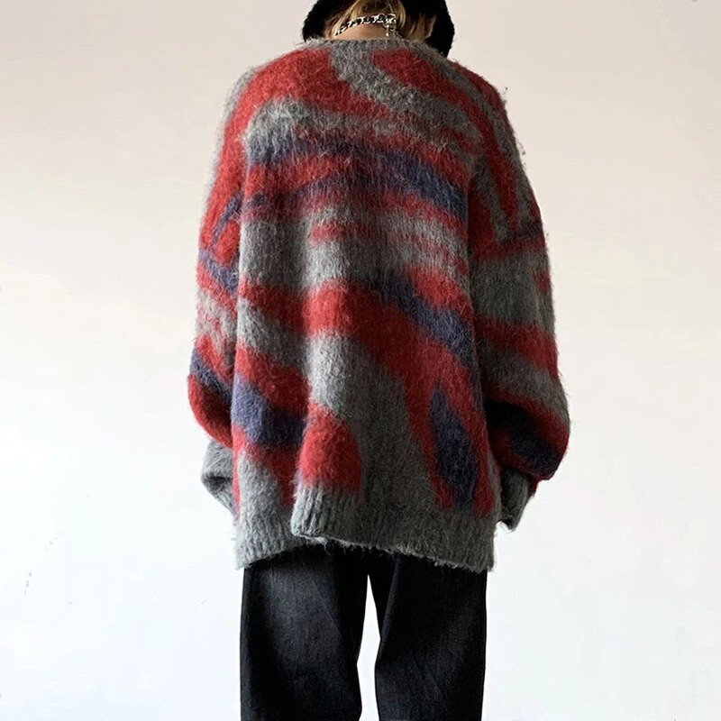 IEFB prugasti muški zimski pulover od moher šarenog nepravilnog gradijenta, ležerni puloveri, modna ležerna pletenina u korejskom stilu 9C3053