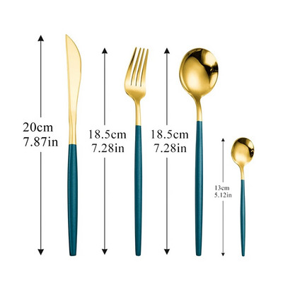 Mirror Rainbow rozsdamentes acél evőeszköz készlet desszert villa kanál kés ezüst edénykészlet étkészlet acél pálcika komplett vacsorakészlet