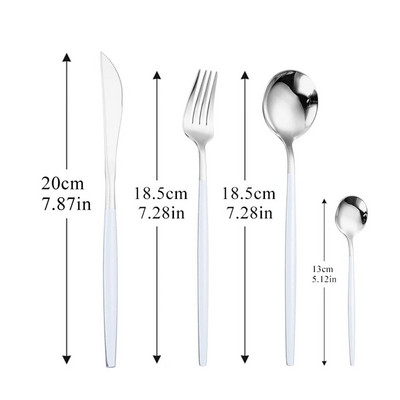 Mirror Rainbow rozsdamentes acél evőeszköz készlet desszert villa kanál kés ezüst edénykészlet étkészlet acél pálcika komplett vacsorakészlet