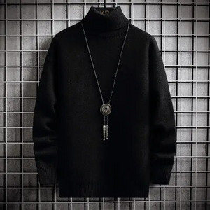 Žieminis vyriškas megztinis su vėžliuku Vienspalvis šiltas megztinis Vyriškas megztinis Korėjietiškas laisvalaikio vyriškas megztinis balti juodi drabužiai