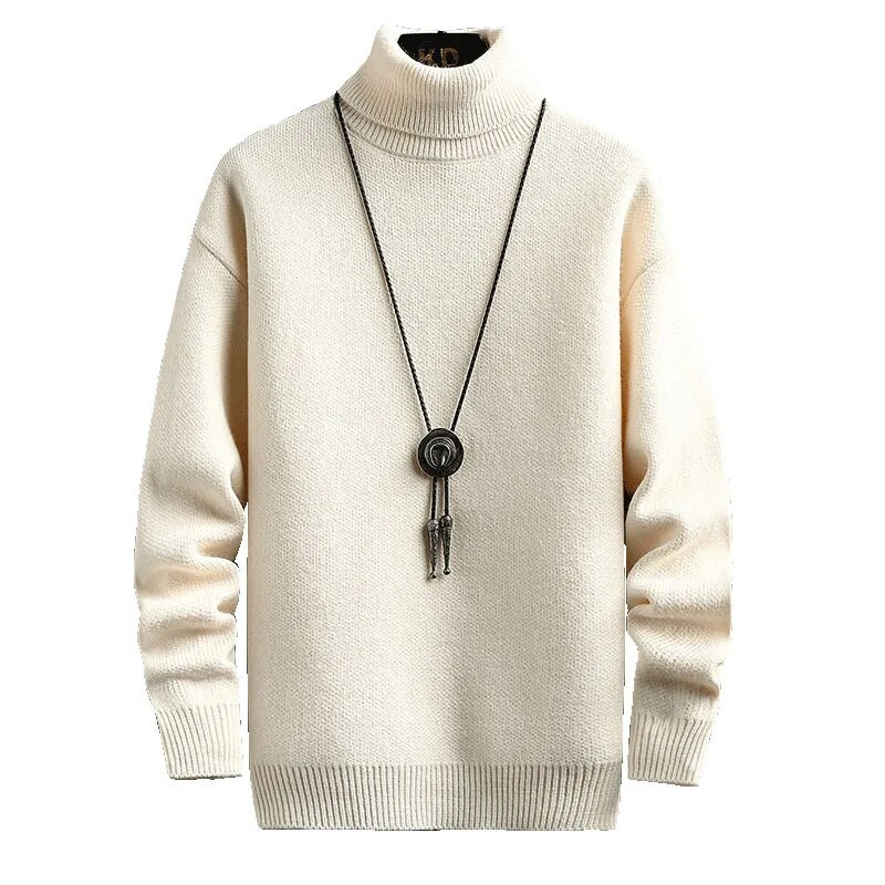 Žieminis vyriškas megztinis su vėžliuku Vienspalvis šiltas megztinis Vyriškas megztinis Korėjietiškas laisvalaikio vyriškas megztinis balti juodi drabužiai
