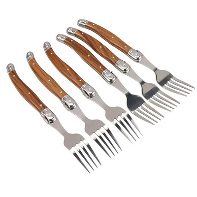 Jaswehome 6piece koka graudu rokturi steiku nažu dakšu kolekcija Western pārtikas nažu un dakšu komplekts nerūsējošā tērauda galda piederumi