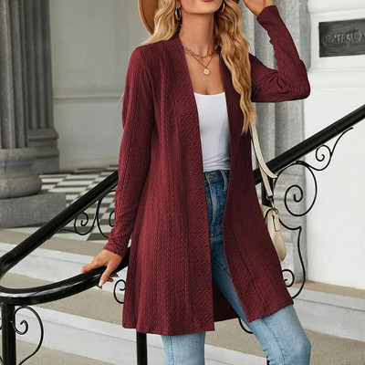 „Lucyever Vintage“ ilgas megztas megztinis moterims, 2023 m. Naujos mados rudens žiemos megztinis paltas, moteriškas laisvalaikio prašmatnus džemperis V formos iškirpte