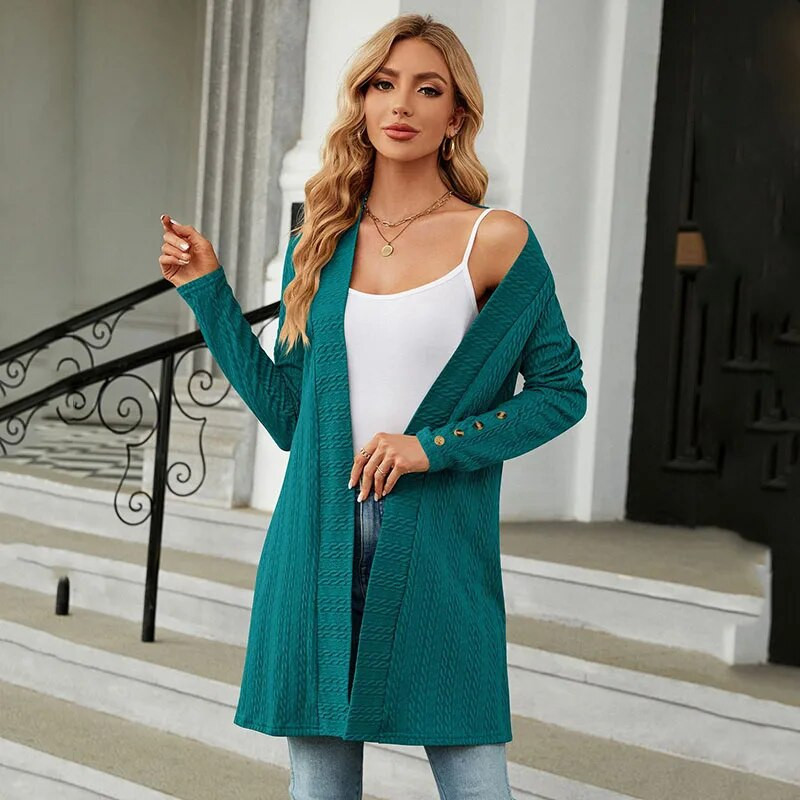 „Lucyever Vintage“ ilgas megztas megztinis moterims, 2023 m. Naujos mados rudens žiemos megztinis paltas, moteriškas laisvalaikio prašmatnus džemperis V formos iškirpte