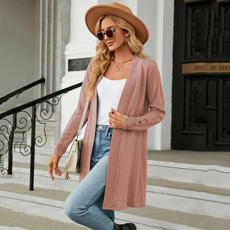 „Lucyever Vintage“ ilgas megztas megztinis moterims, 2023 m. Naujos mados rudens žiemos megztinis paltas, moteriškas laisvalaikio prašmatnus džemperis V formos iškirpte