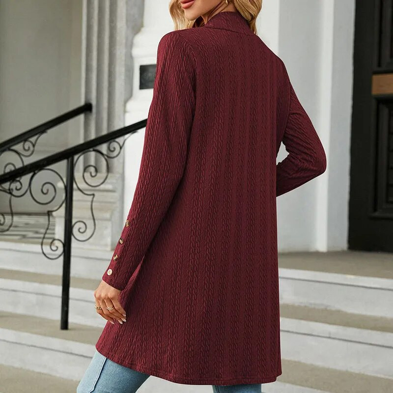 „Lucyever Vintage“ ilgas megztas megztinis moterims, 2023 m. Naujos mados rudens žiemos megztinis paltas, moteriškas laisvalaikio prašmatnus džemperis V formos iškirpte