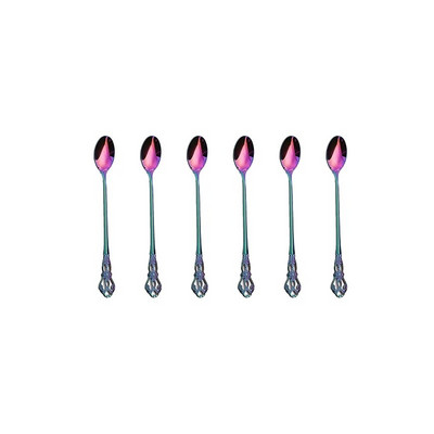 6 gab. Nerūsējošā tērauda galda piederumu komplekts Zelta trauki Karaliskā tējas karote Dakšiņas Naži virtuve Rietumu vakariņas Sudraba trauki galda piederumi Dāvana