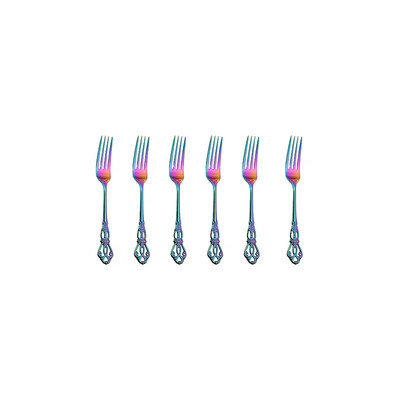 6 gab. Nerūsējošā tērauda galda piederumu komplekts Zelta trauki Karaliskā tējas karote Dakšiņas Naži virtuve Rietumu vakariņas Sudraba trauki galda piederumi Dāvana