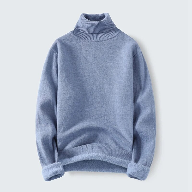 Žieminis plonas vilnos megztinis megztinis su kaklo kaklu Vyriškas madingi megztiniai šilti vyriški Casaul korėjietiško stiliaus kietas mezgimo megztinis Vyras