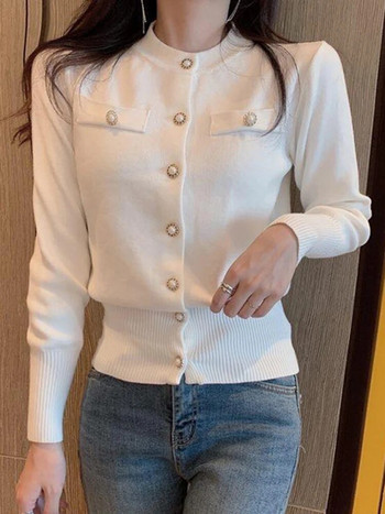 ZOKI Fashion Γυναικεία ζακέτα πουλόβερ πλεκτό ανοιξιάτικο πλεκτό μακρυμάνικο κοντό παλτό casual single στήθος Κορεάτικο λεπτό κομψό γυναικείο τοπ