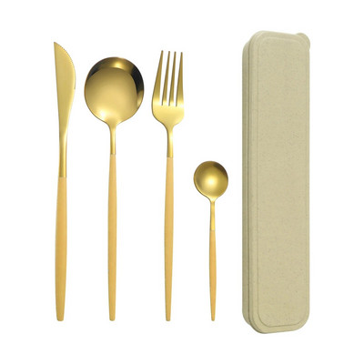 4 gab. Nerūsējošā tērauda trauki marca dragon color ir pārnēsājams uzvalks studentiem uzvalks steika nazis un dakša deserta karote