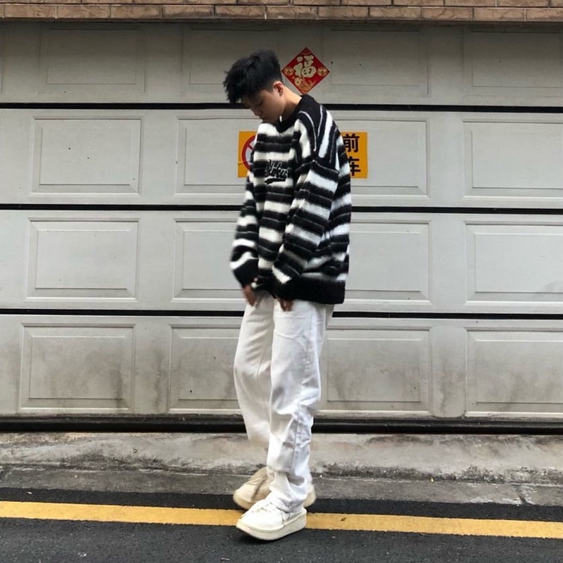 2023. gada amerikāņu vintage svītraini vīriešu džemperi ar burtu izšuvumu, vienkārši, brīvi, ar apaļu kaklu, rudens trikotāžas vīriešu džemperi, džemperi