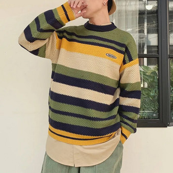 Πουλόβερ Vintage O λαιμόκοψη Ανδρικά ρούχα Harajuku Κορεάτικο φαρδύ πλεκτό πουλόβερ Φθινόπωρο Νέα ιαπωνικά σουτέρ μπλουζάκια Homme Jerseys