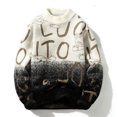 Ziemas Vīriešu siltie Džemperi Vīriešiem Apģērbi Bruņurupuču Puloveri Vīriešu Mētelis Vīriešu Džemperis Vīriešu Apģērbi Burtu raksts Puloveri