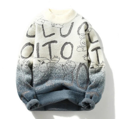 Ziemas Vīriešu siltie Džemperi Vīriešiem Apģērbi Bruņurupuču Puloveri Vīriešu Mētelis Vīriešu Džemperis Vīriešu Apģērbi Burtu raksts Puloveri