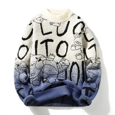 Ziemas Vīriešu siltie Džemperi Vīriešiem Apģērbi Bruņurupuču Puloveri Vīriešu Mētelis Vīriešu Džemperis Vīriešu Apģērbi Burtu raksts Puloveri