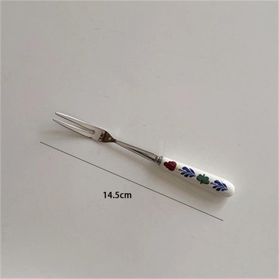 Retro gėlių keramikos rankena nerūdijančio plieno peilis šakutė šaukštas pietų desertas šaukštas šakutė Kavos šaukštas virtuvės stalo reikmenys