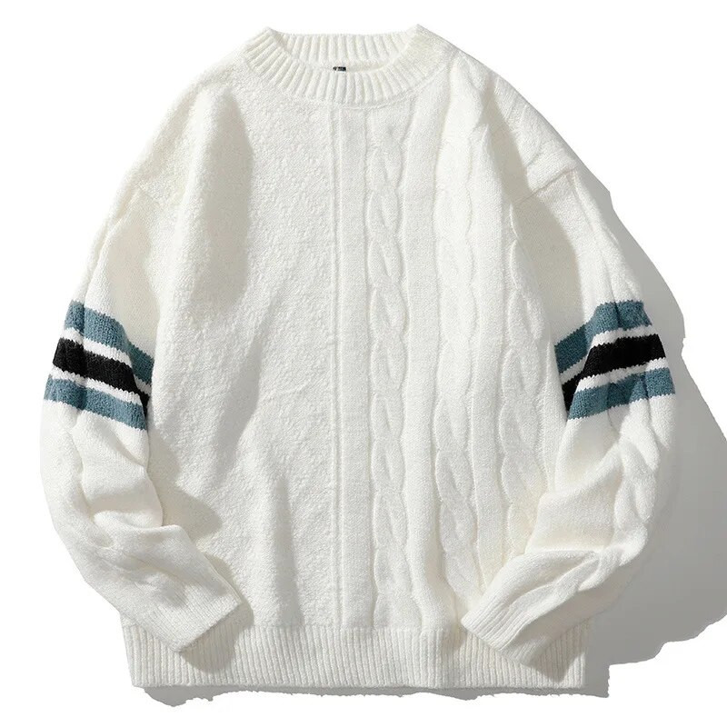 Ανδρικό χειμωνιάτικο πουλόβερ JFUNCY Ανδρικό πουλόβερ Harajuku Crewneck Πλεκτά πουλόβερ Ανδρικά ρούχα μεγάλου μεγέθους Ανδρικά vintage ριγέ πλεκτά